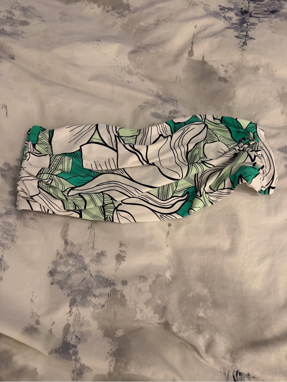 CALIA by Carrie Underwood Green and White Leaf Print Bikini Top
